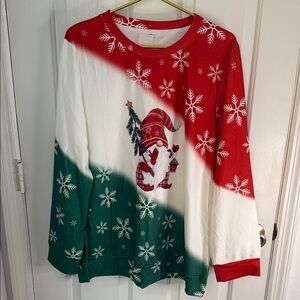New Red and Green Snowflake Top Festive,Gnome, Holiday, Christmas